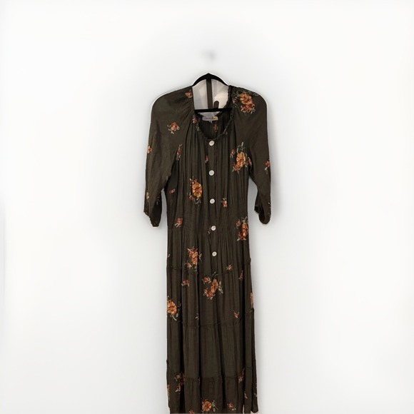 Figueroa & Flower Women's Sz 1X  Green Floral Embroidered Fit Flare Maxi Dress - Picture 1 of 10